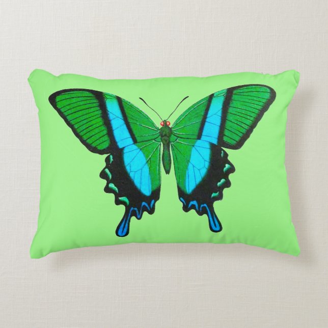 Swallowtail Butterfly in Green, Turquoise & Black Accent Kussen (Voorkant)