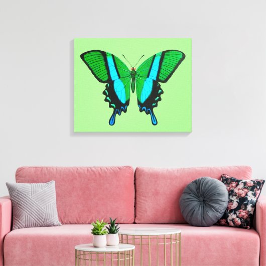 Swallowtail Butterfly in Green, Turquoise & Black Canvas Afdruk (Insitu (Woonkamer))