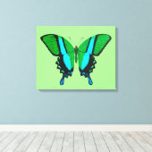Swallowtail Butterfly in Green, Turquoise & Black Canvas Afdruk (Insitu (Houten vloer))