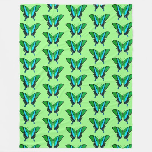 Swallowtail Butterfly in Green, Turquoise & Black Fleece Deken (Voorkant)