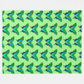 Swallowtail Butterfly in Green, Turquoise & Black Fleece Deken (Voorkant (Horizontaal))