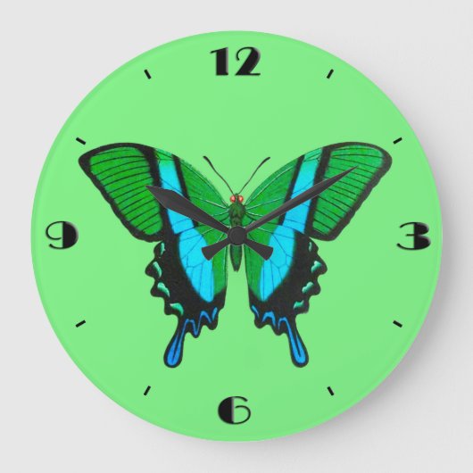Swallowtail Butterfly in Green, Turquoise & Black Grote Klok (Voorkant)
