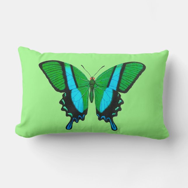 Swallowtail Butterfly in Green, Turquoise & Black Kussen (Voorkant)