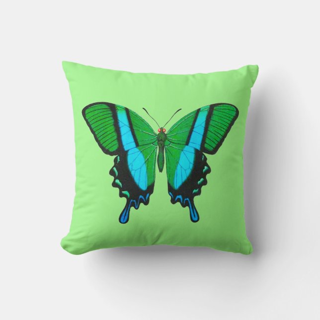 Swallowtail Butterfly in Green, Turquoise & Black Kussen (Voorkant)