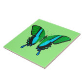 Swallowtail Butterfly in Green, Turquoise & Black Tegeltje (Zijkant)