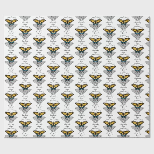 Swallowtail Butterfly Monogram Cadeaupapier (Vlak)