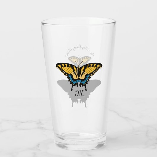 Swallowtail Butterfly Monogram Glas (Achterkant)