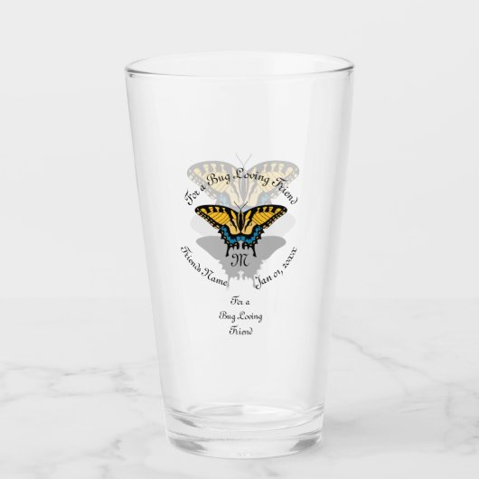 Swallowtail Butterfly Monogram Glas (Voorkant)