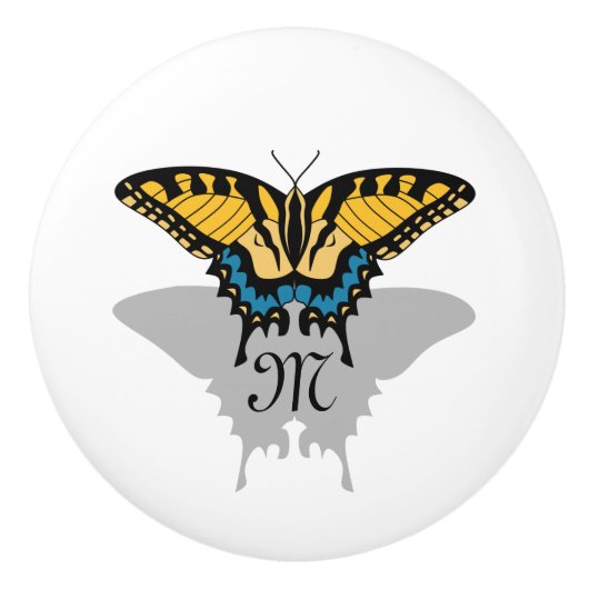 Swallowtail Butterfly Monogram Keramische Knop (Voorkant)