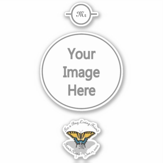 Swallowtail Butterfly Monogram Sticker (Voorkant)