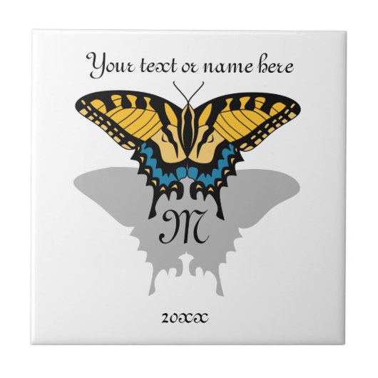 Swallowtail Butterfly Monogram Tegeltje (Voorkant)