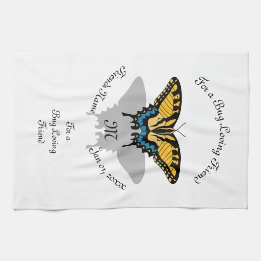 Swallowtail Butterfly Monogram Theedoek (Horizontaal)