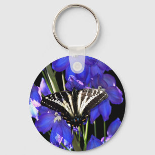 Swallowtail Butterfly op Delphiniums Sleutelhanger