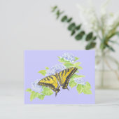 Swallowtail Butterfly op Hydrangea Flower art Briefkaart (Staand voorkant)