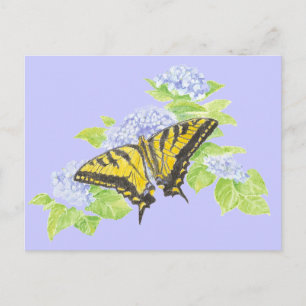 Swallowtail Butterfly op Hydrangea Flower art Briefkaart