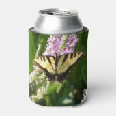 Swallowtail Butterfly op Paarse wilde bloemen Blikjeskoeler (Blikje Voorkant)