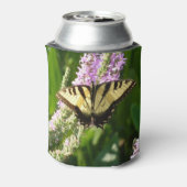 Swallowtail Butterfly op Paarse wilde bloemen Blikjeskoeler (Blikje Achterkant)