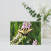 Swallowtail Butterfly op Paarse wilde bloemen Briefkaart (Staand voorkant)
