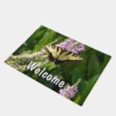 Swallowtail Butterfly op Paarse wilde bloemen Deurmat (Schuin)