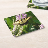 Swallowtail Butterfly op Paarse wilde bloemen Kartonnen Onderzetters (Schuin)