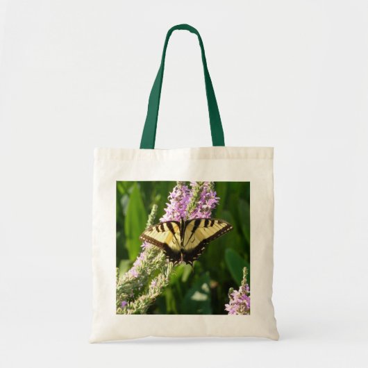 Swallowtail Butterfly op Paarse wilde bloemen Tote Bag (Voorkant)