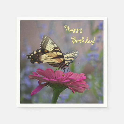  swallowtail Butterfly op Zinnia Servetten (Voorkant)