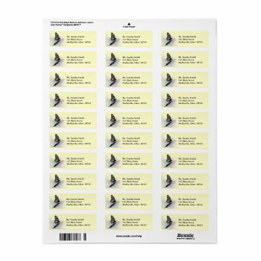 Swallowtail Butterfly Return Address Labels (Full Sheet)