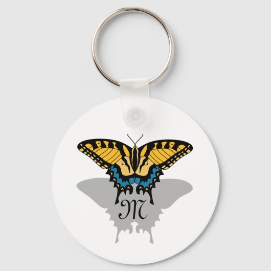Swallowtail Butterfly Shadow Monogram Sleutelhanger (Voorkant)