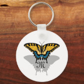 Swallowtail Butterfly Shadow Monogram Sleutelhanger (Voorkant)