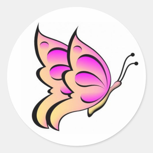 Swallowtail Butterfly Sticker/roze Ronde Sticker (Voorkant)
