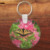 Swallowtail Butterfly zit op roze Azaleas Sleutelhanger (Voorkant)