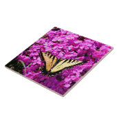 Swallowtail vlinder bij bloembed tegeltje (Zijkant)