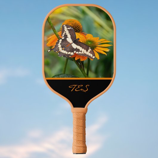 Swallowtail Vlinder Oranje Coneflower Monogram Pickleball Paddle