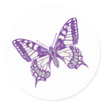 Swallowtail vlinder paarse grijze bruiloft sticker