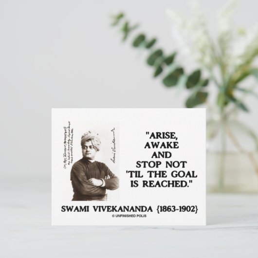 Swami Vivekananda Arise Awake Stop niet met 'Til G Briefkaart (Staand voorkant)