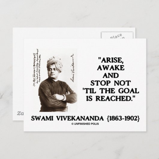 Swami Vivekananda Arise Awake Stop niet met 'Til G Briefkaart (Voorkant / Achterkant)