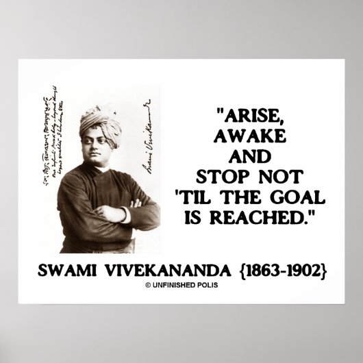 Swami Vivekananda Arise Awake Stop niet Til Goal Poster (Voorkant)