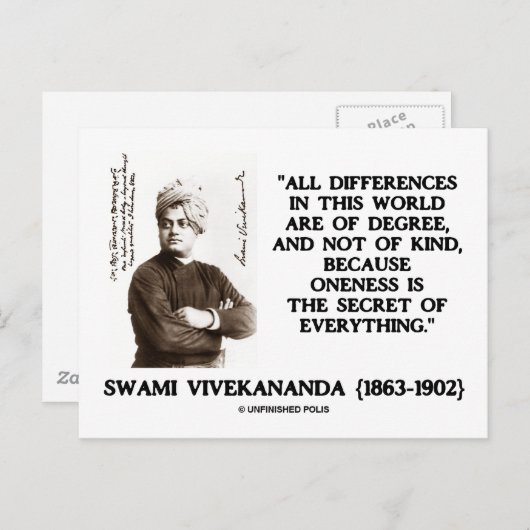 Swami vivekananda over het geheim van alles briefkaart (Voorkant / Achterkant)