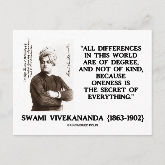 Swami vivekananda over het geheim van alles briefkaart (Voorkant)