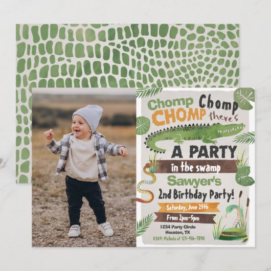 Swamp Birthday Invitation | Reptieluitnodiging Kaart (Voorkant / Achterkant)