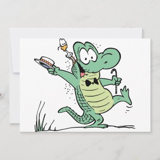 Swamp Crocodile Birthday Invitation Kaart (Voorkant)