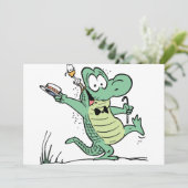 Swamp Crocodile Birthday Invitation Kaart (Staand voorkant)
