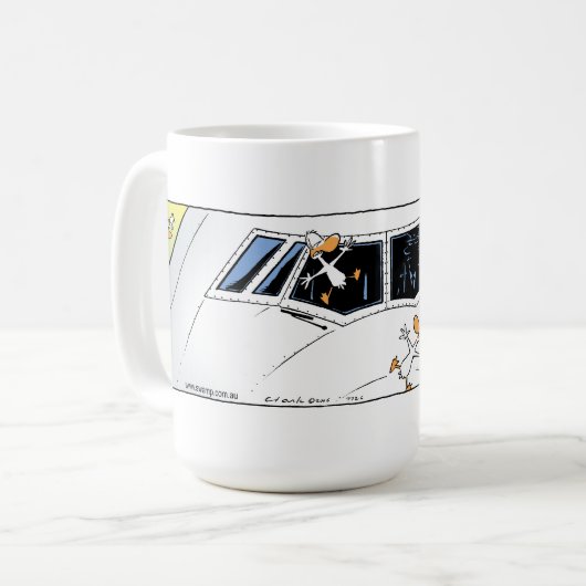 Swamp Ducks Mid Air Collision Koffiemok (Voorkant links)