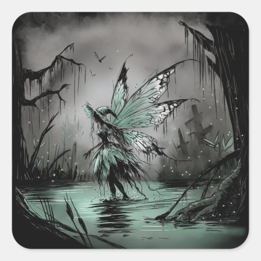 Swamp Fairy Vierkante Sticker (Voorkant)