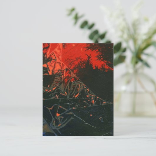 "Swamp Fire #3" Abstract Briefkaart ontwerp (Staand voorkant)