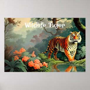 Swamp Forest Wild Tiger Vintage Poster