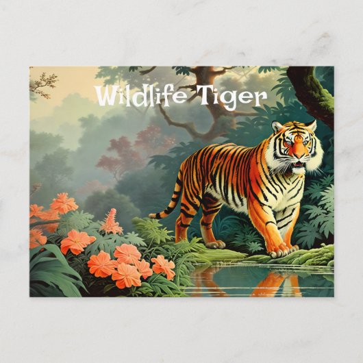 Swamp Forest Wild Tiger Vintage Poster Briefkaart (Voorkant)