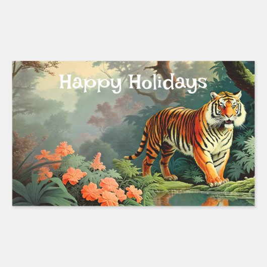 Swamp Forest Wildlife Tijger  Rechthoekige Sticker (Voorkant)