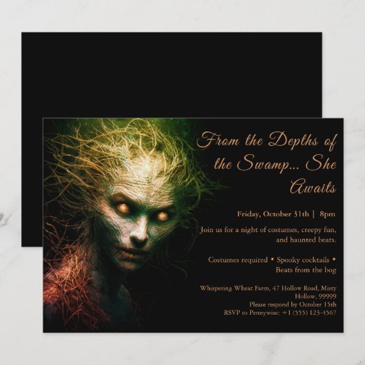 Swamp Hag Halloween Kostuum Party Uitnodiging (Voorkant / Achterkant)