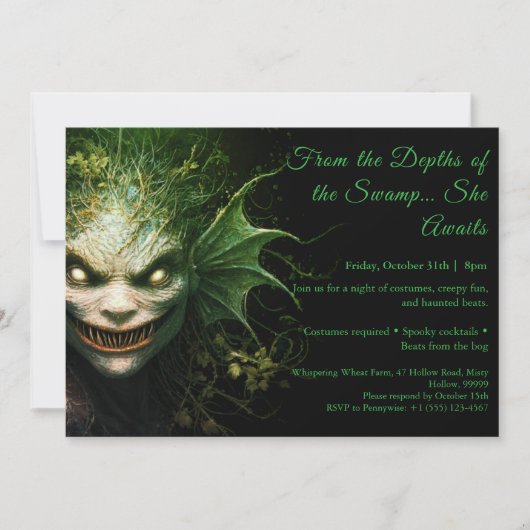 Swamp Hag Halloween Kostuum Party Uitnodiging (Voorkant)